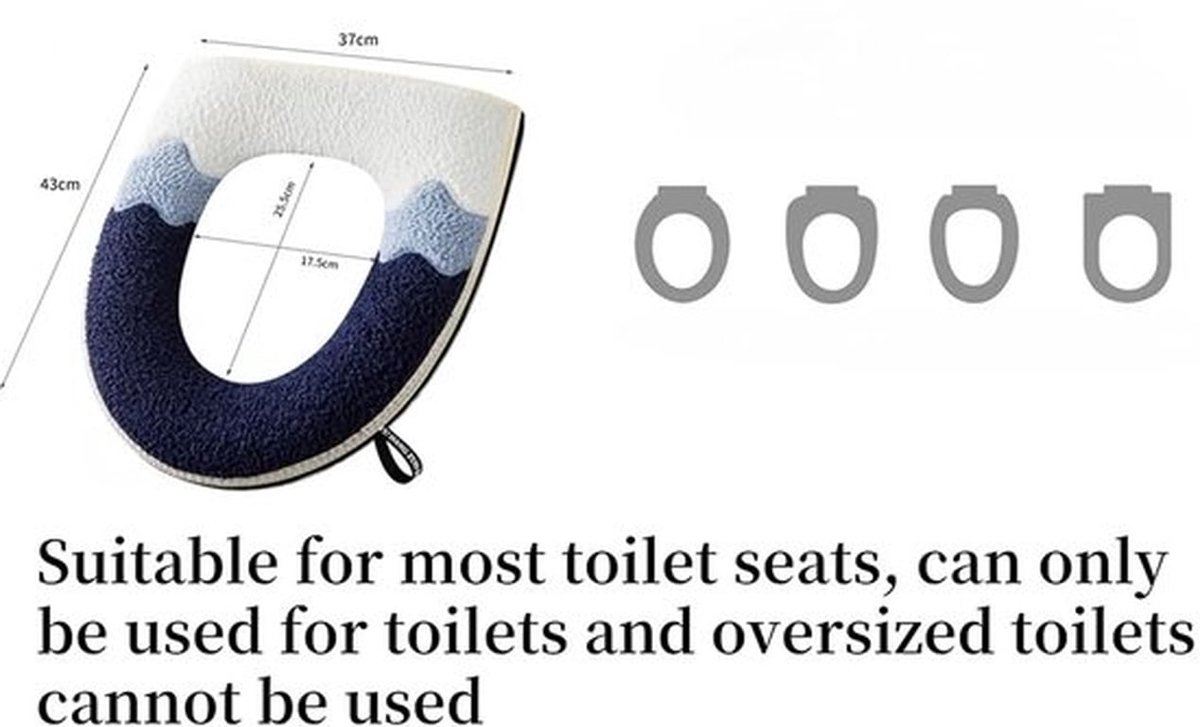 Toiletbrilhoezen - 2-pack - Warme toiletbrilhoezen - Verdikte toiletbrilhoezen voor in de badkamer - Met handgrepen - Toiletbrilhoezen - Zacht en dik - Comfortabel en warm - Wasbaar - Past op alle ovale toiletbrillen - Blauw - Roze