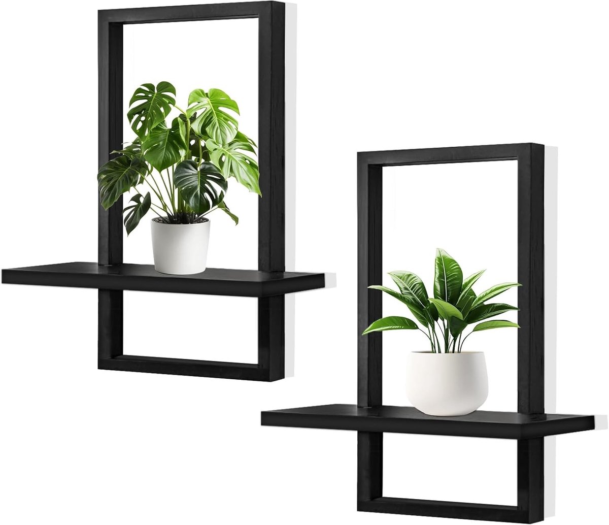 Houten Wandplanken voor Decoratie in Zwart - Ideaal voor Woonkamer, Slaapkamer en Opslag
