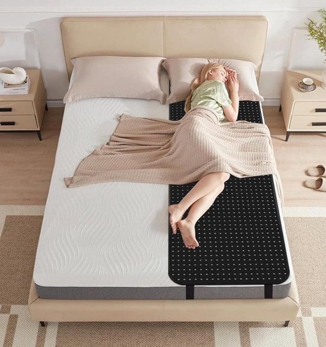 Aardingsmat Bed - Slaapmat Aarding - Verbeteren Slaapkwaliteit - Ademend PU-Koolstof Materiaal - 71 x 198 cm - Zwart