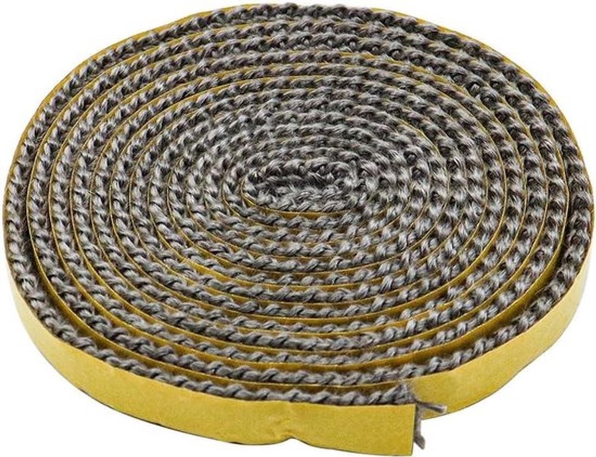 - Open haard tape - Zelfklevende afdichting - Plat - Pakking - Liner - Afdichting - Geschikt voor houtkachels - Zwart - 2 rollen afdichting voor open haard en kachel.