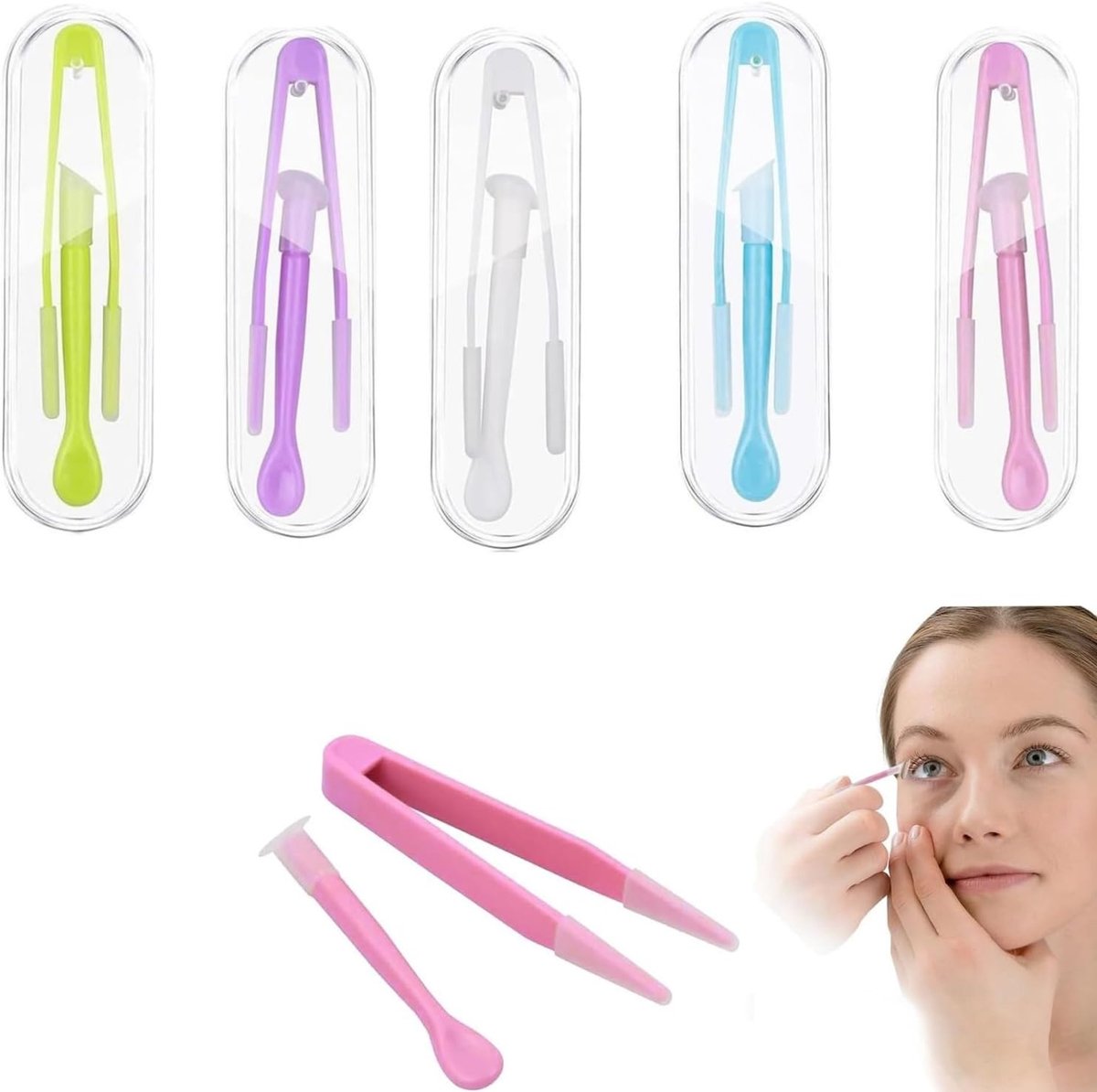Set van 5 Contactlens Pincetten en Zuignap - Ideaal voor Toepassing en Reizen met Contactlenzen
