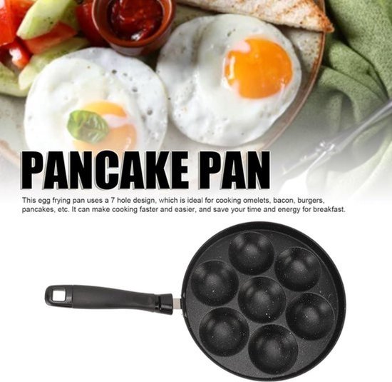 Aebleskiver Pan - Pannenkoeken Pan - Ontbijt Maken - Gietijzeren Constructie - 7 Gaten - Zwart — afbeelding 3