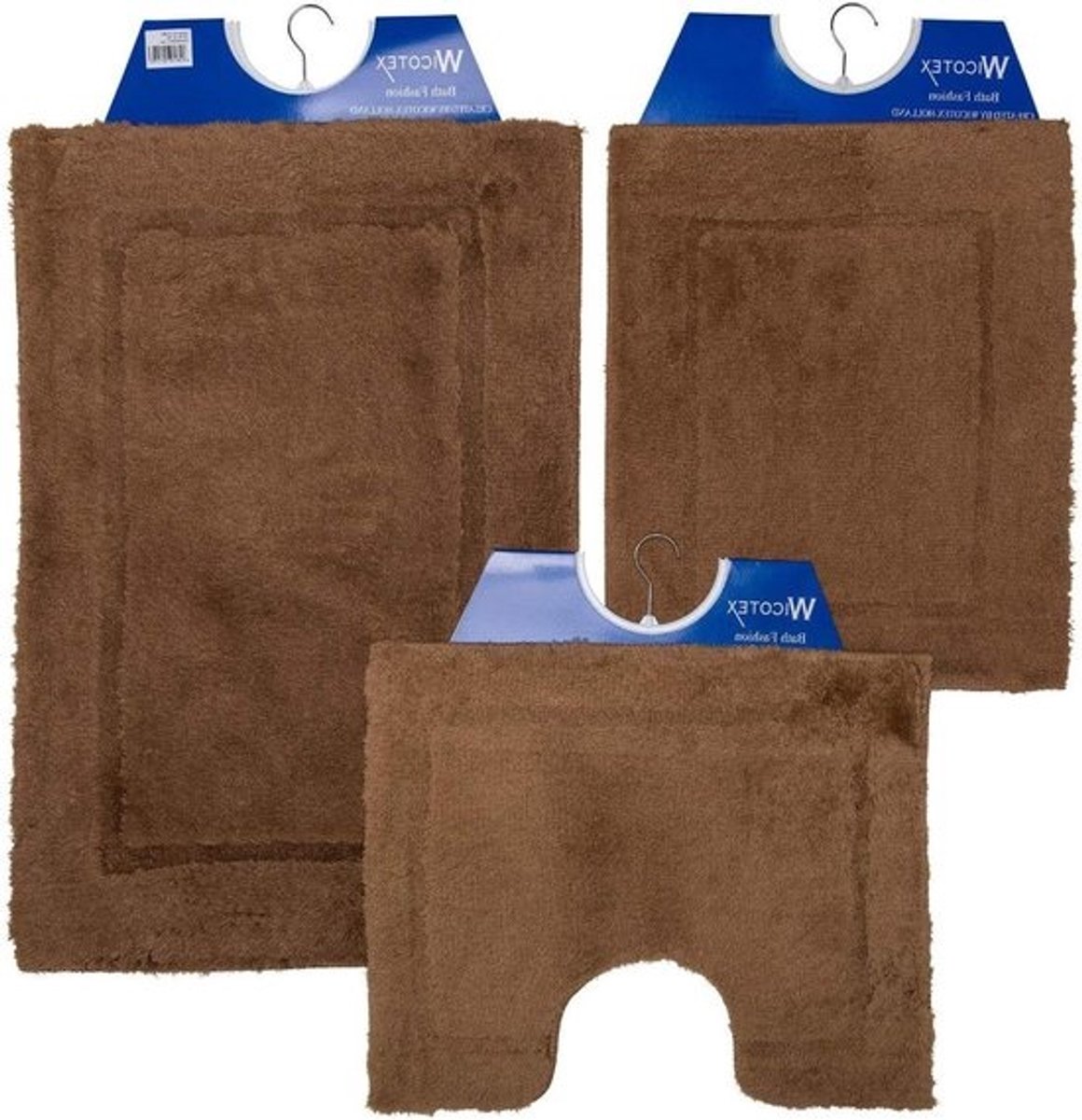 Badmat set - Toiletmat Bidetmat - Badkamer Comfort - Antislip Onderkant - 90x60 cm - Bruin