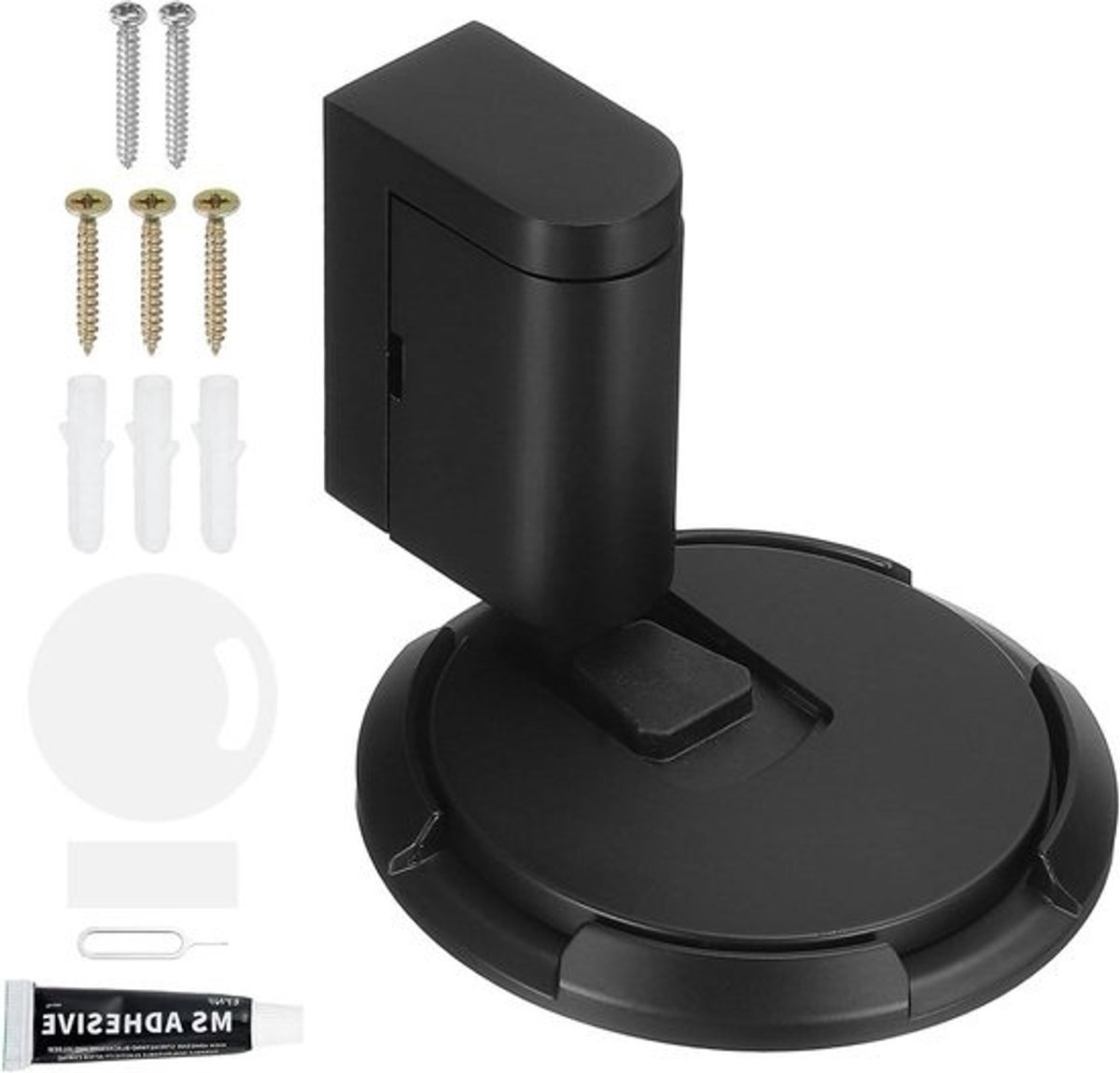 Magnetische Deurstopper - Stille Deurhouder - Deuren Dempen - Boorvrije Installatie - 61 x 8 mm - Zwart