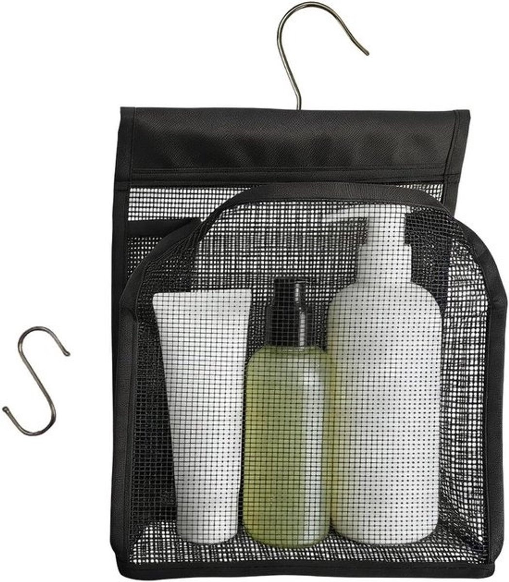 Douchestas Organizer - Opbergmand Badkamer - Hygiënisch Werken - Ruimtebesparend Ontwerp - 23 x 15 x 3 cm - Zwart