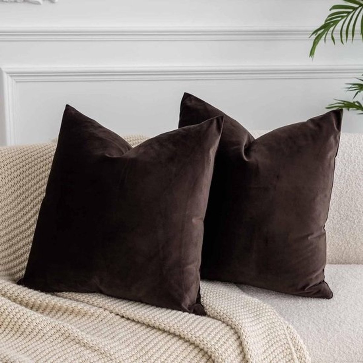 Kussenhoezen Fluweel - Sierkussenslopen Decoratief - Woonkamer Decoratie - Ultra Zacht Gevoel - 71x71 cm - Koffie