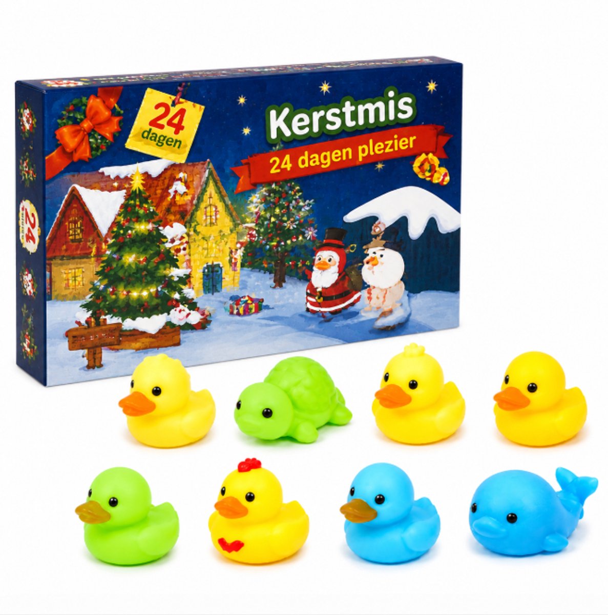 Adventskalender 2025 - Rubberen Dieren Speelgoed - Kerst Aftelkalender - Voor Kinderen - 24 Dagen Verrassing Kerstcadeau Doos-Vakantie Kerst Aftellen Adventskalenders Speelgoed - Voor Jongens Meisjes Tieners Volwassenen - Kerstfeestcadeaus