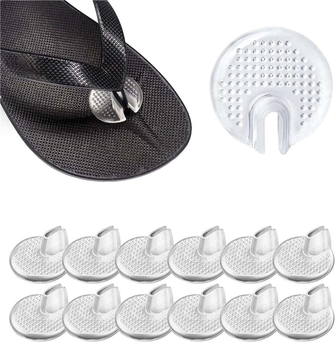 Zes Paar Zelfklevende Siliconen Tussentoe Pads voor Flip Flops - Comfortabele Kussens tegen Pijn en Blaren, Antislip en Transparant voor Dames en Heren