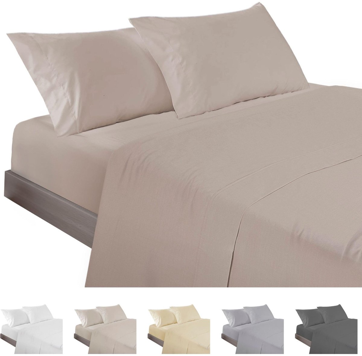 Beddenset 4-delig voor 200 cm bedden - Aardkleur - Extra zacht