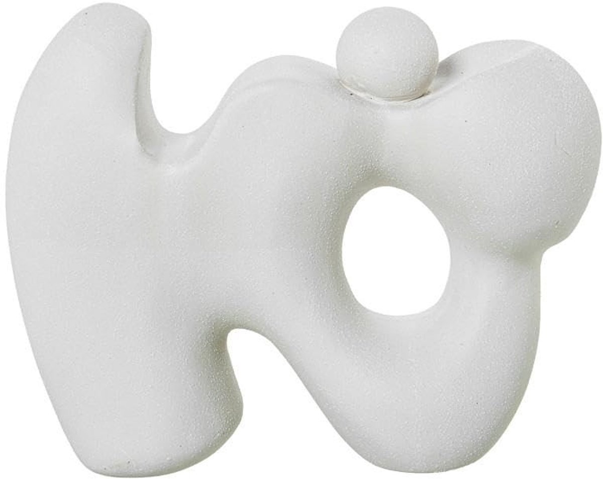 Abstracte keramische figuur - Wit 27 x 33,5 x 13 cm