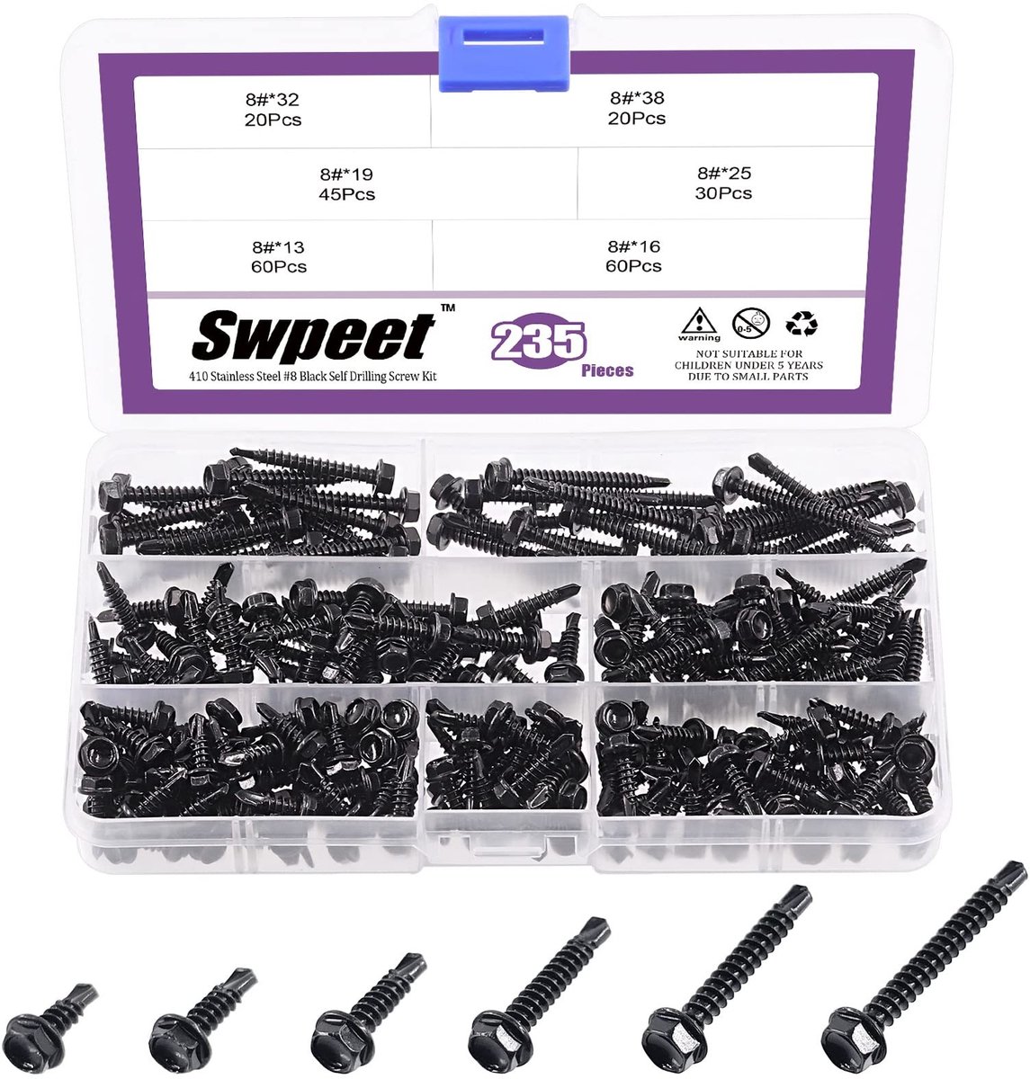 Zelfborende Schroeven Set - Zwart - 235 Stuks