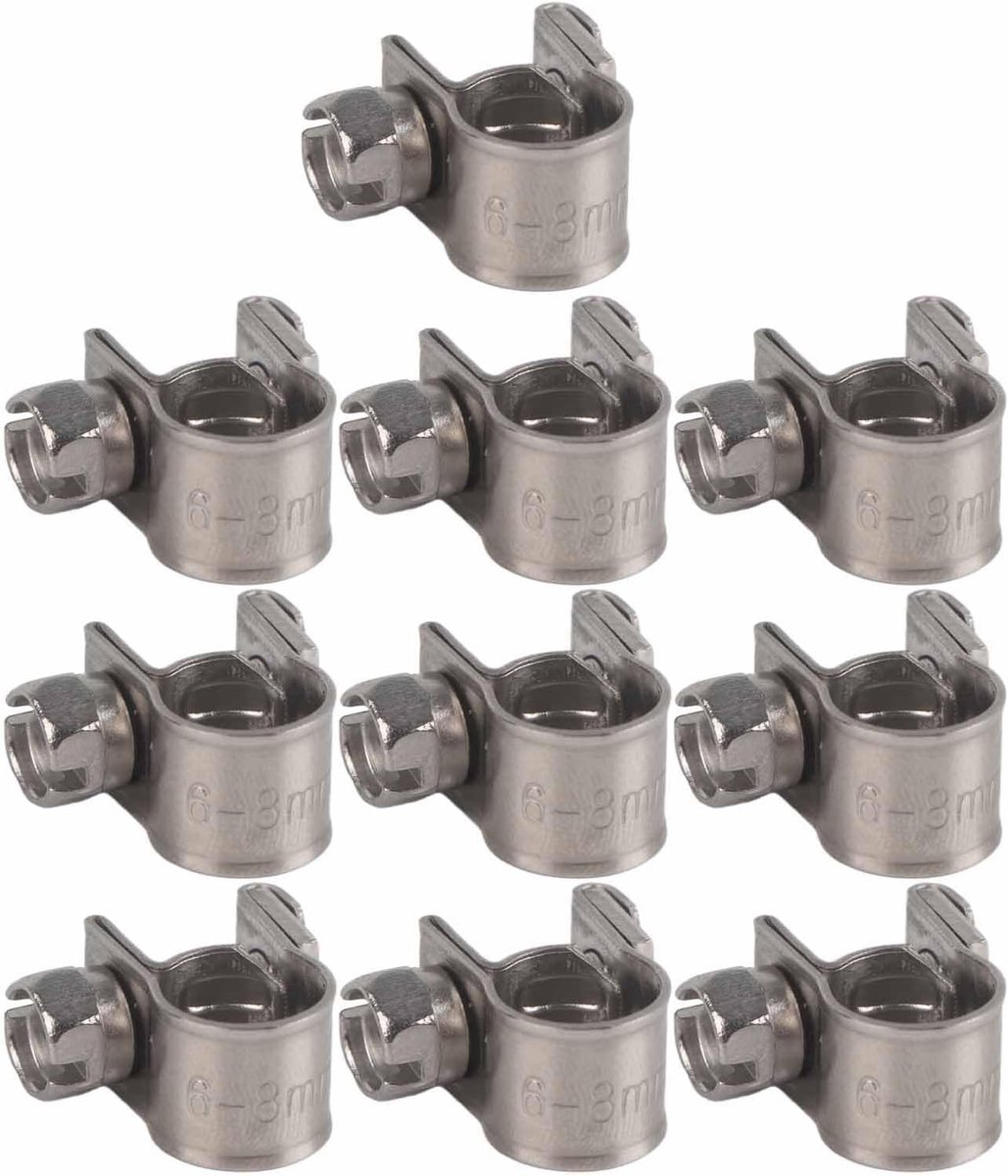 10 Stuks RVS Mini Brandstofleiding Slangklemmen 6mm tot 20mm, Slang, Buizen, Klemmen, Bevestigen