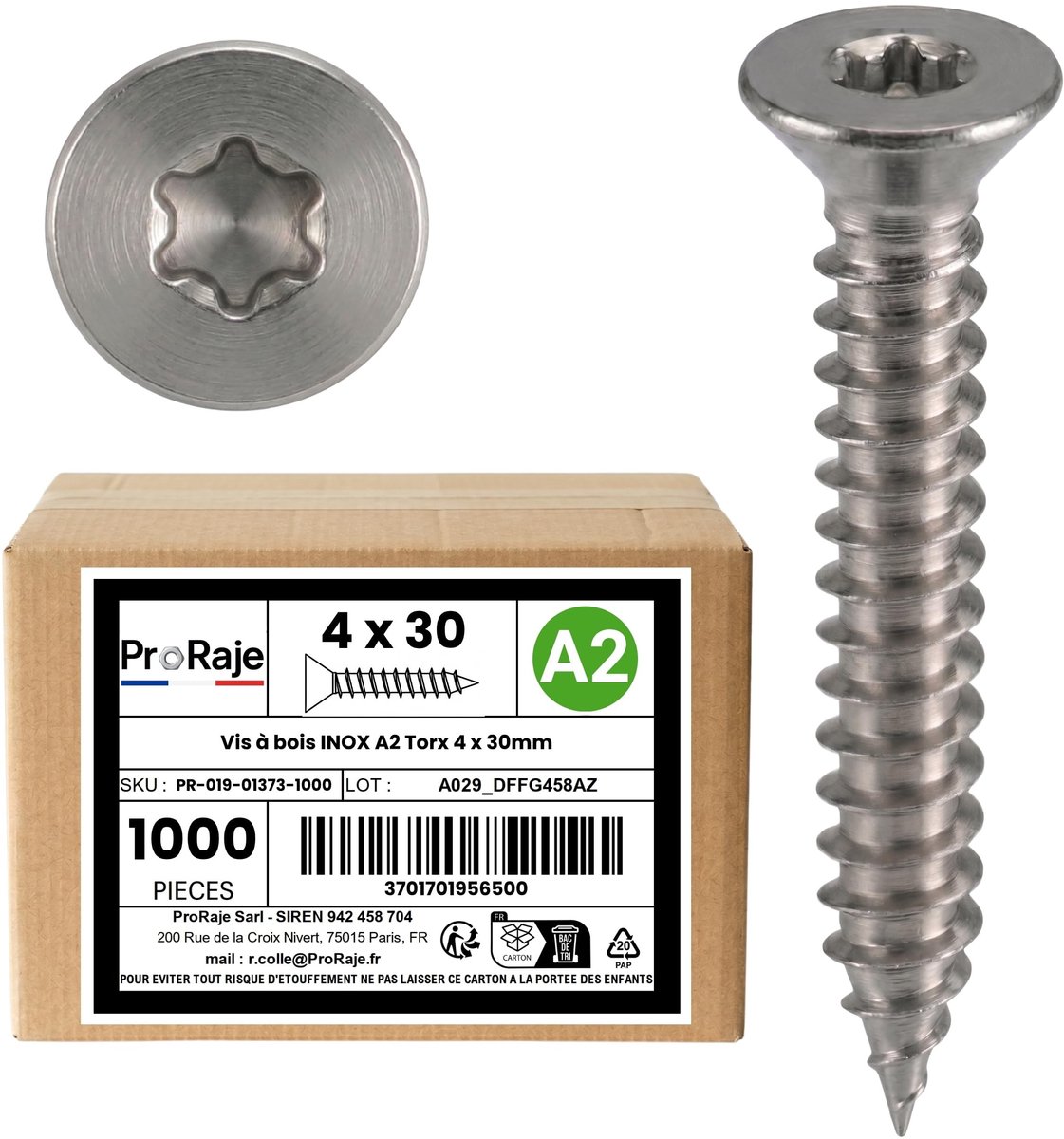 Houtschroeven - Verzinkkop met draad - Set van 1000 stuks