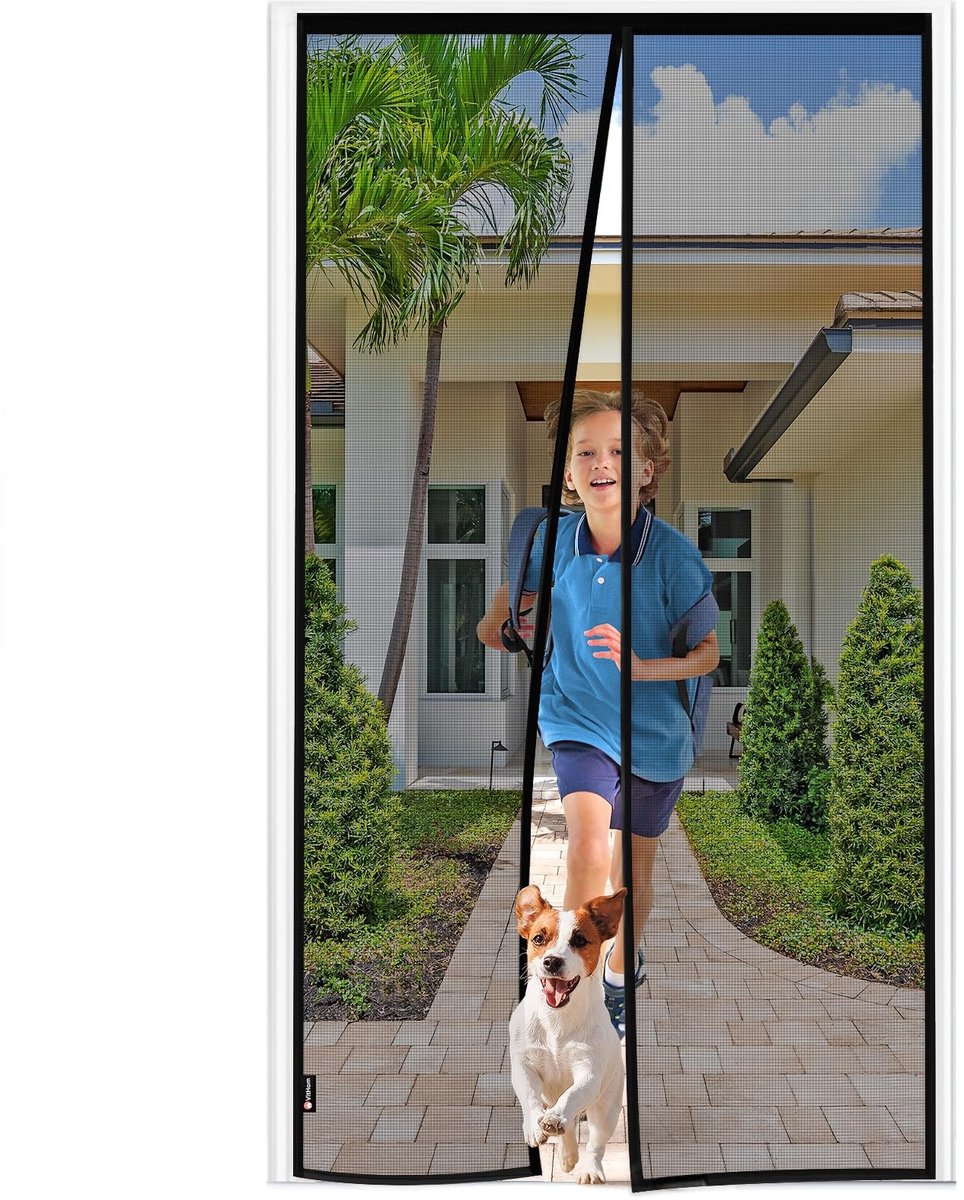 Vliegenhor Balkondeur - Sterke Magneten - 80 x 200 cm - Zwart