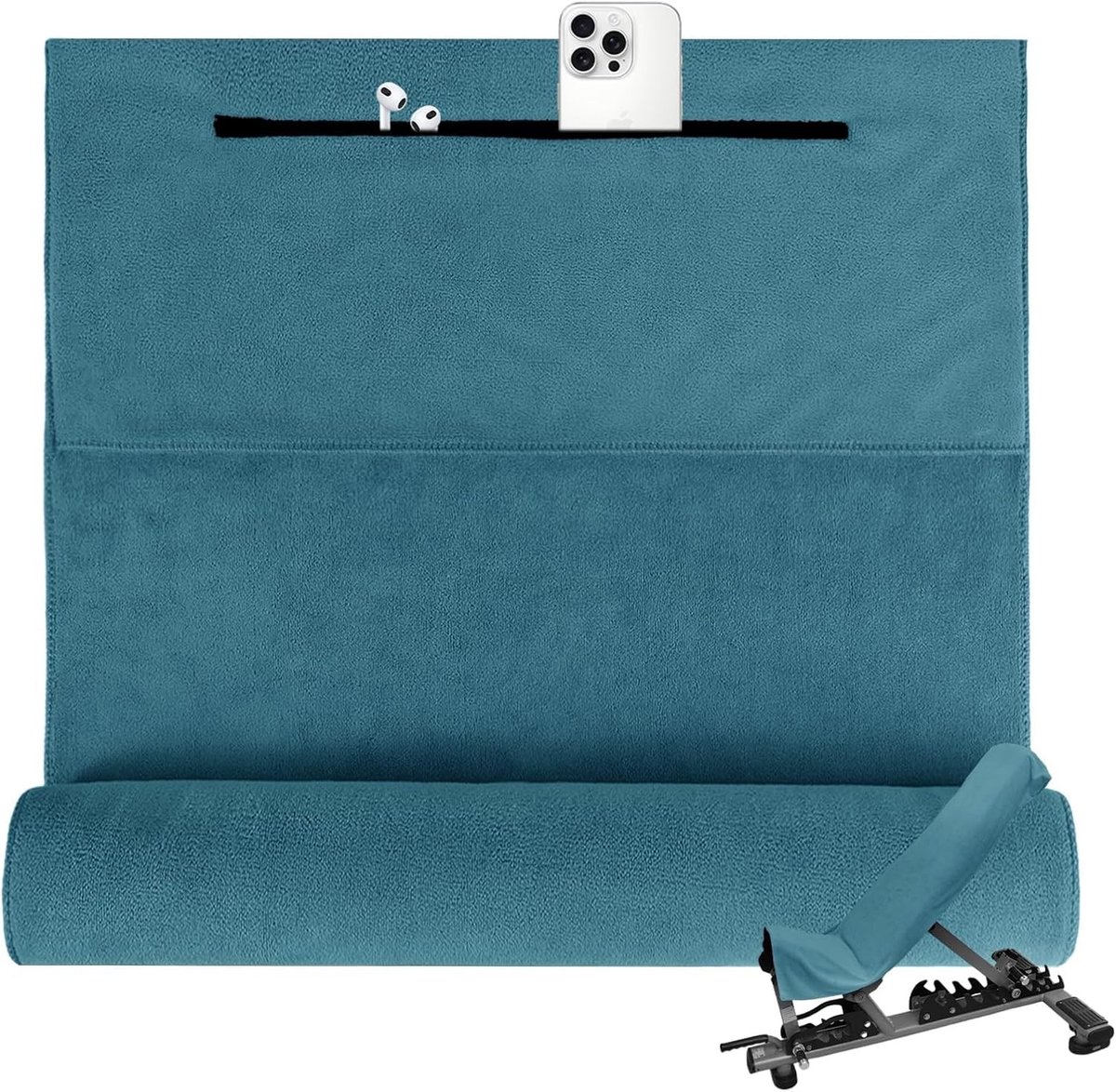Microfiber Sportdoek met Rits - Zee Blauw 120 x 50 cm