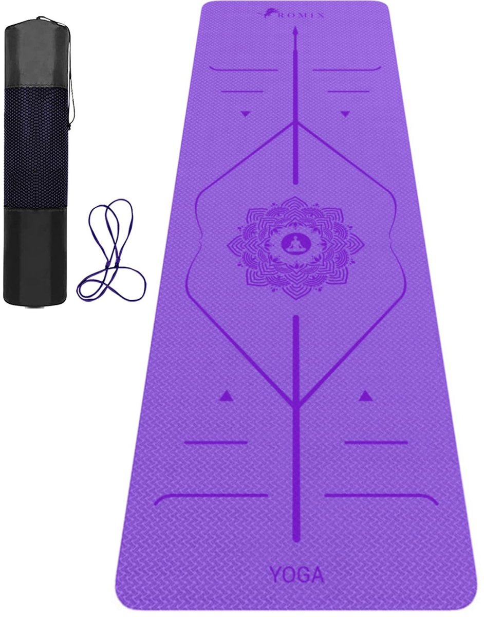 Yoga Mat 6mm met Uitlijnen - Violet