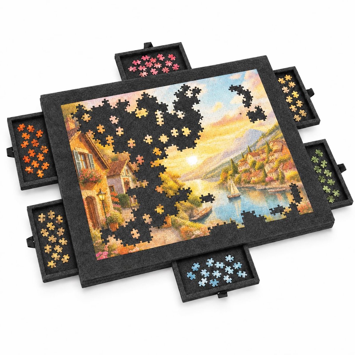 Vilt Puzzelbord met 6 Lades - Verstelbare Staander