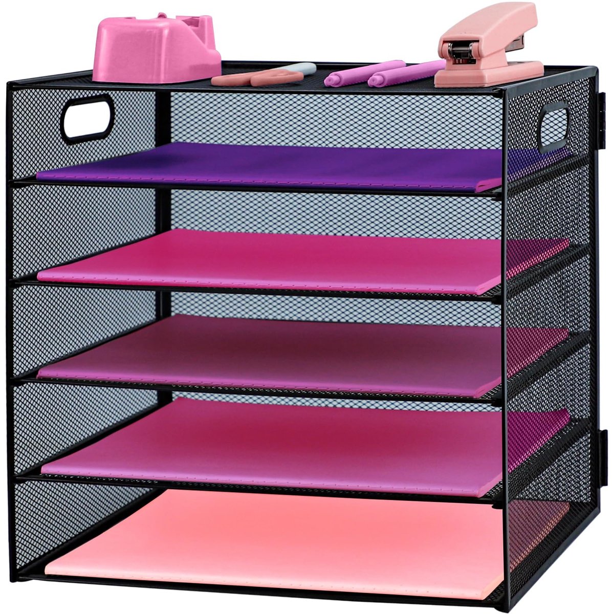 5-Laags Desktop Document Organizer - Zwart