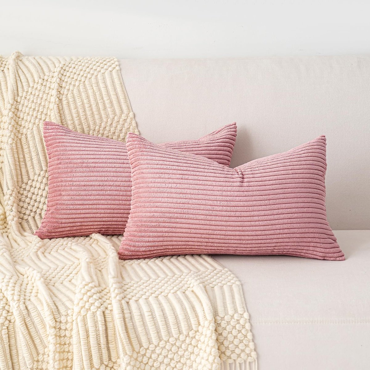 Set van 2 Velvet Kussenhoezen - 40 x 60 cm, Duskroze