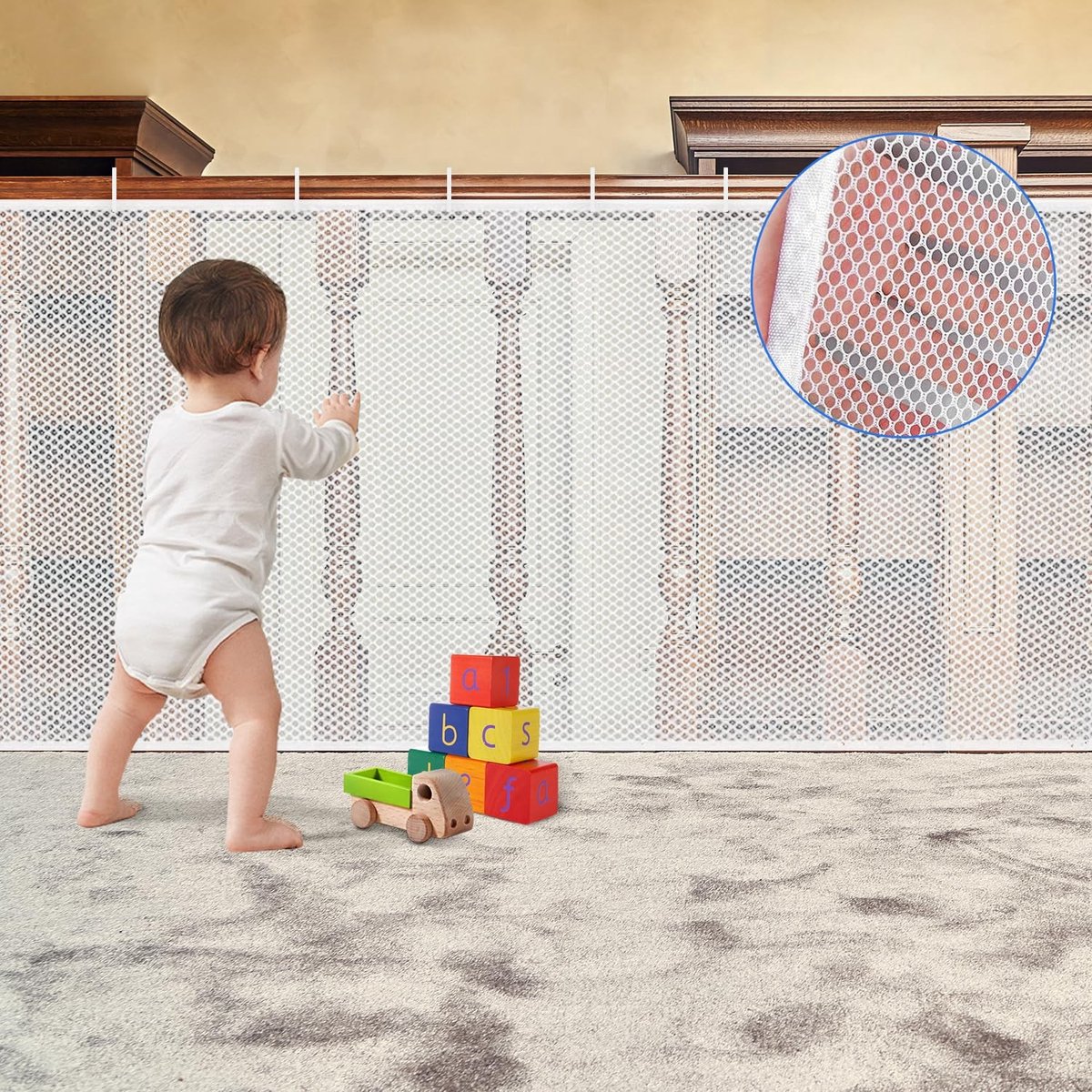 Veiligheidsnet voor trappen en balkons - Wit - 600x90 cm