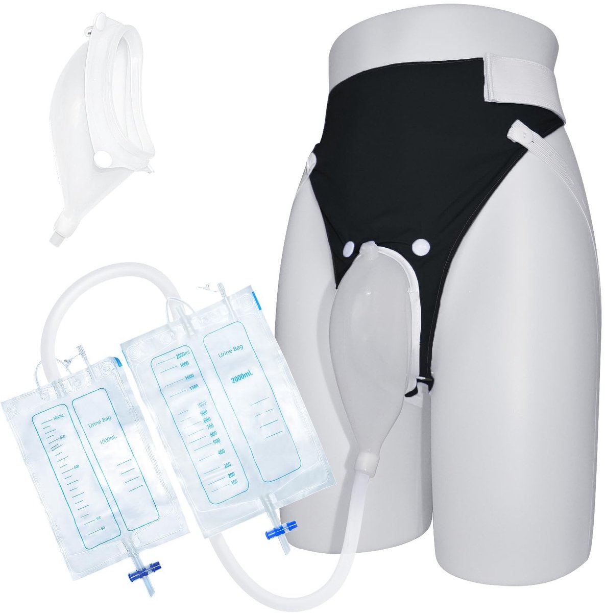 Externe Katheter voor Mannen - Draagbare Urineverzamelaar, 2000 ml, 1000 ml