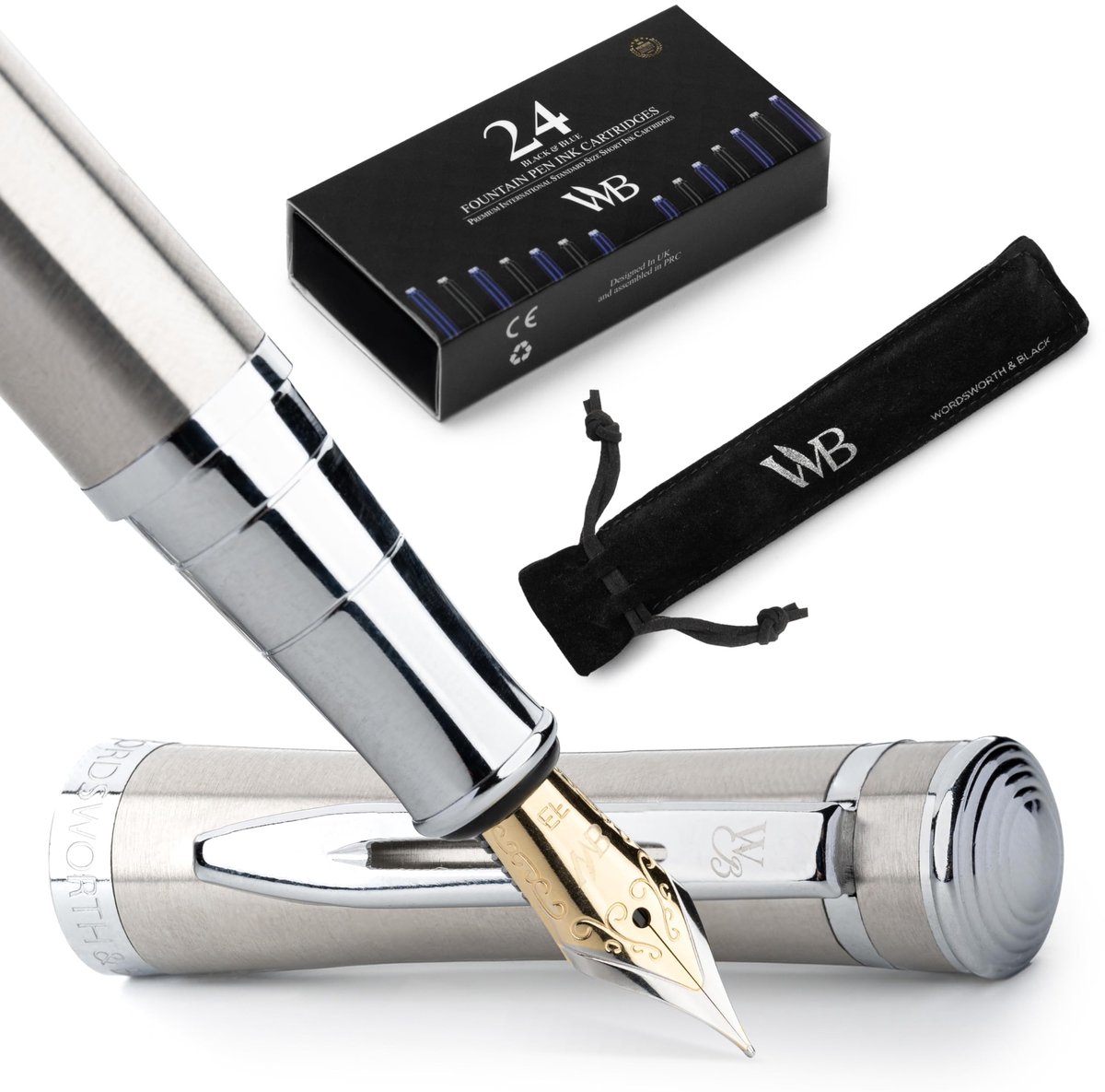 Luxe Vulpen Set - Extra Fijne Punt - Zilver