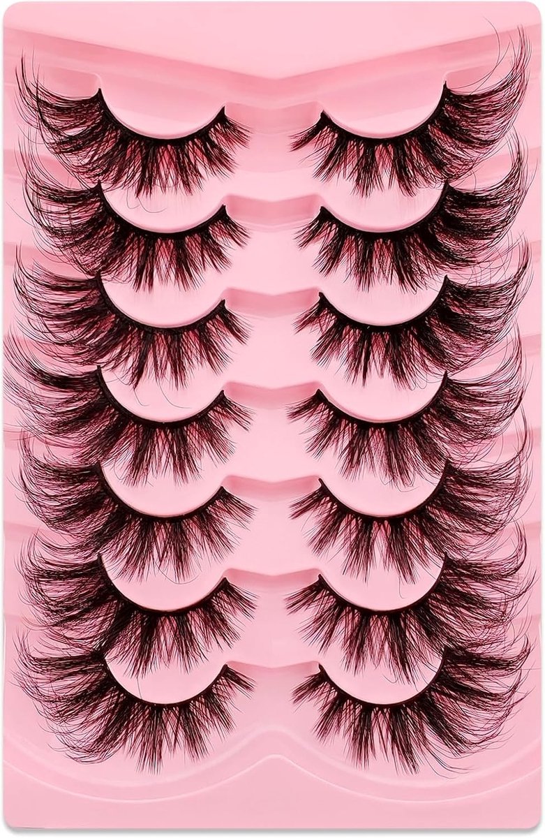7 Paar 3D Valse Wimpers, Kat-Oog Stijl, Fluffy Volume, Herbruikbaar en Handgemaakt, Natuurlijke Look voor een Verleidelijke Oogopslag