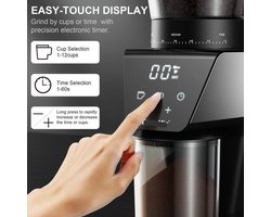 Elektrische Koffie Molen - Automatische Braammolen - Koffiebonen Maler - 30 Tandwiele - voor Espresso - Filterkoffie en French Press - 220V - 300g Bonenreservoir - LCD Timer