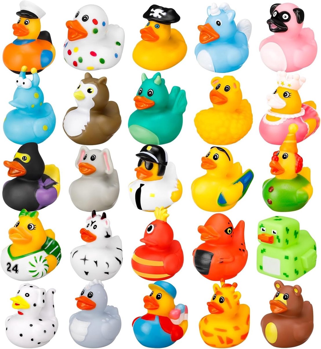 25 Stuks Mini Rubber Eendjes - Schattige Kleurrijke Bad Speelgoed voor Babyshowers, Verjaardagen en Feestjes