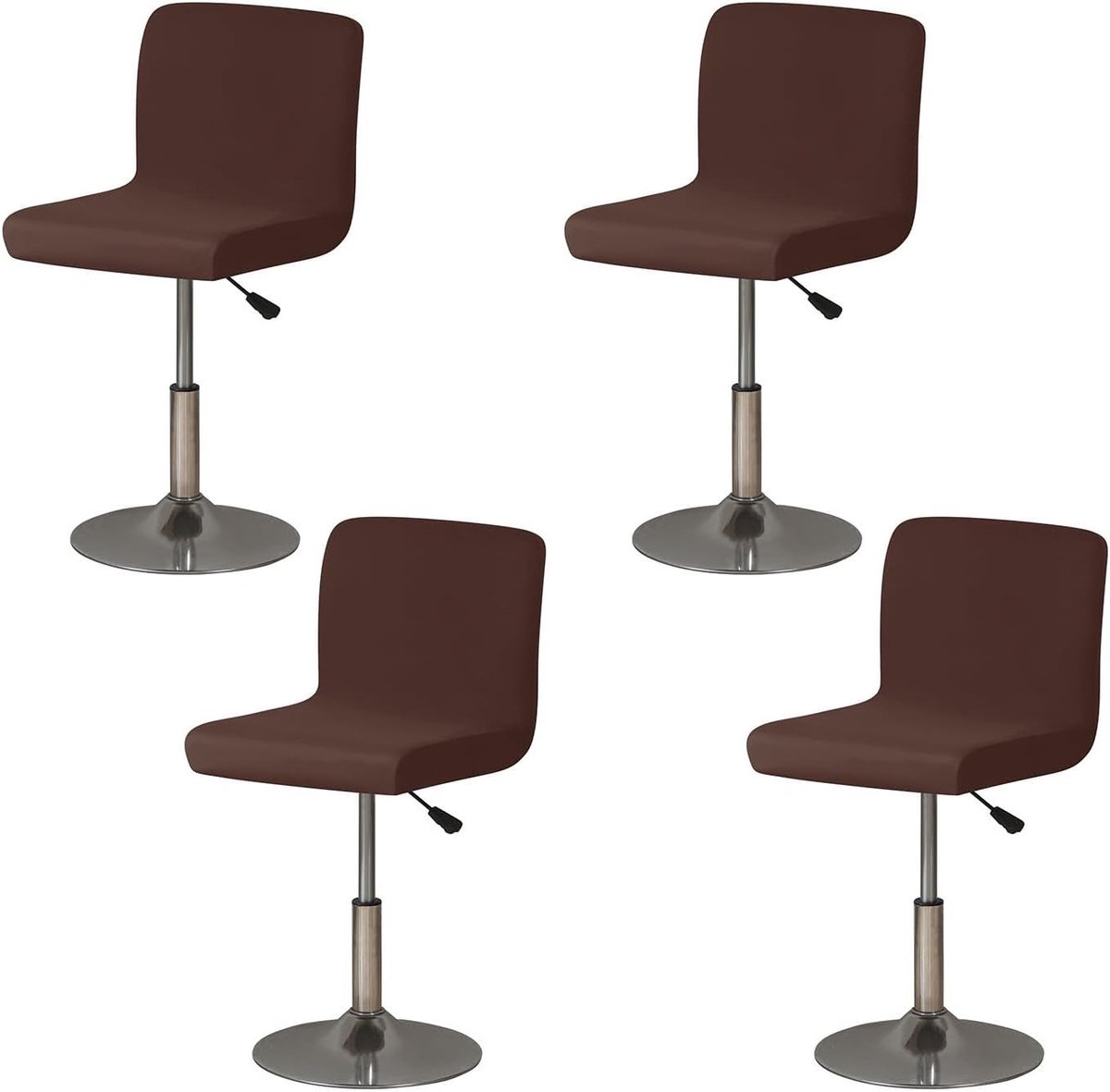 Wasbare Barstoelhoezen met Rugleuning - 4 Stuks, Verwijderbaar, Elastische Band, Koffiekleur