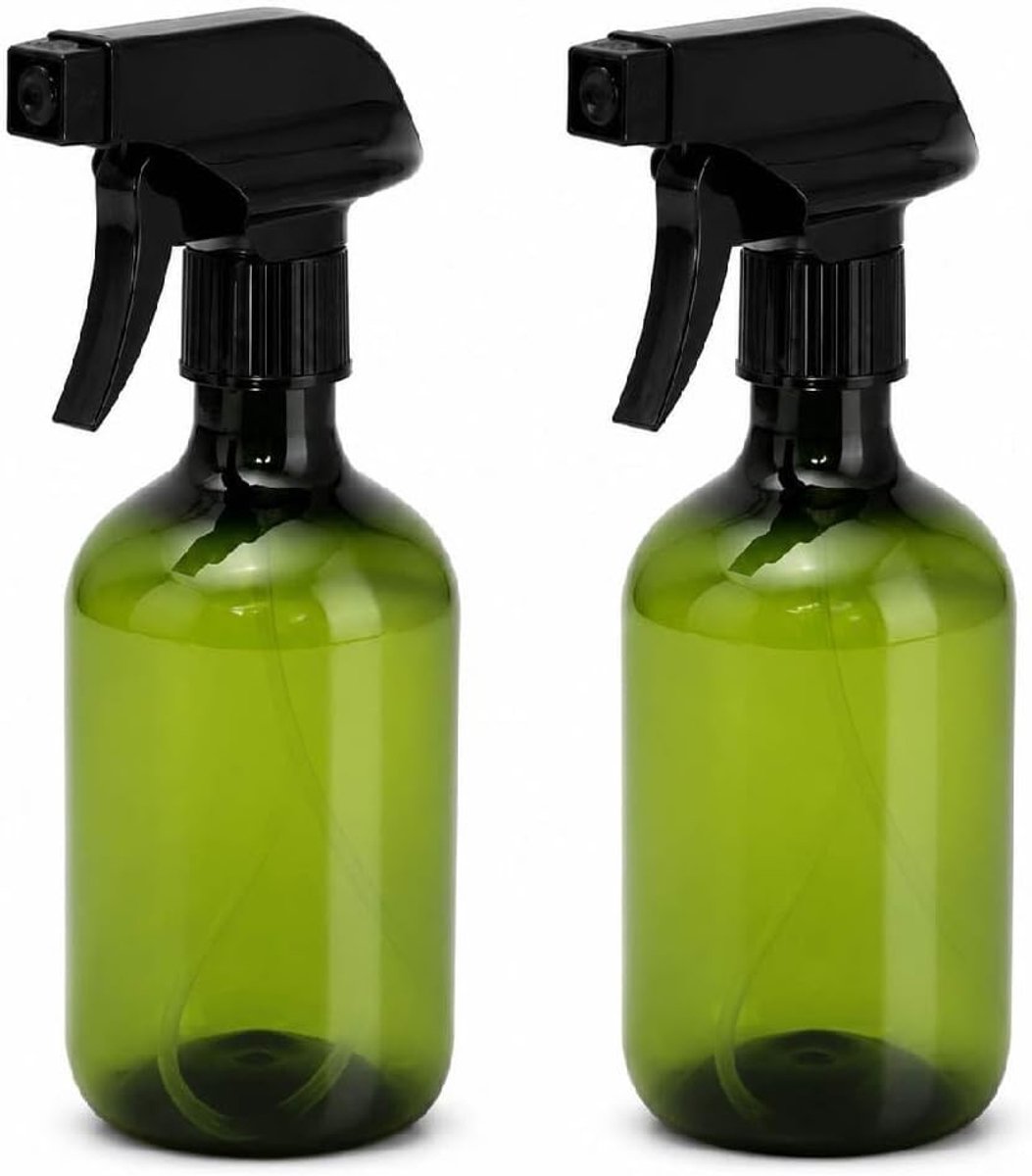 Set van 2 Donkergroene Sprayflessen voor Planten en Haar met Verstelbare Spuitmond, Ideaal voor Tuin, Huishouden en Cosmetica