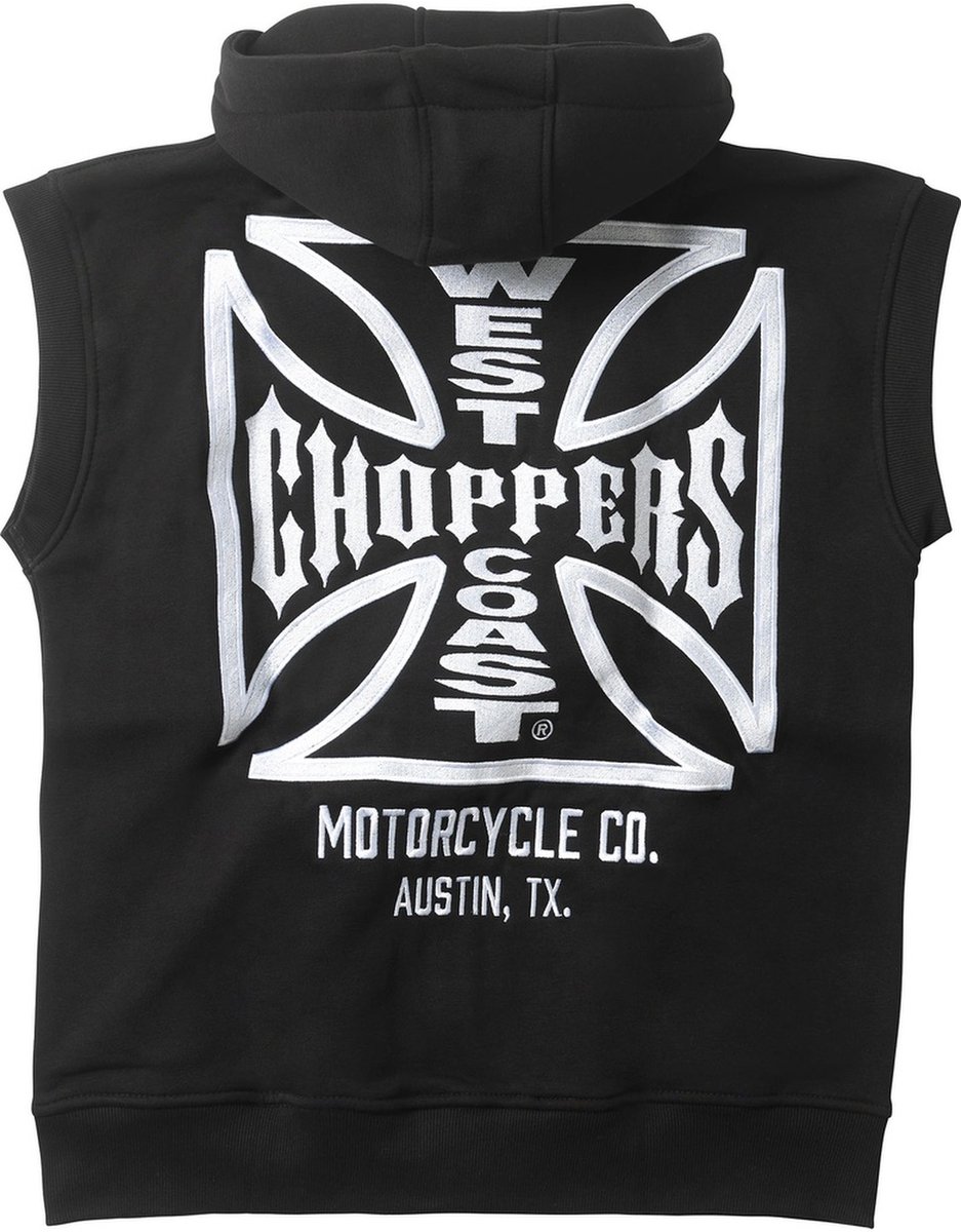 West Coast Choppers WCC OG ATX Sleeveless Zip Hoodie Bodywarmer zwart