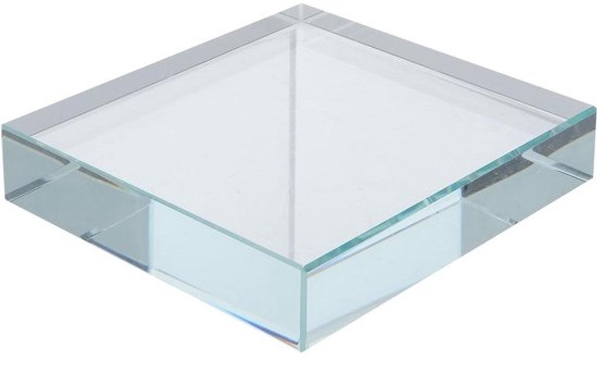Glazen Paperweight - Briefgewicht Kristal - Bureau Organisatie - Gladde Gepolijste Randen - 10 x 9 cm - Transparant