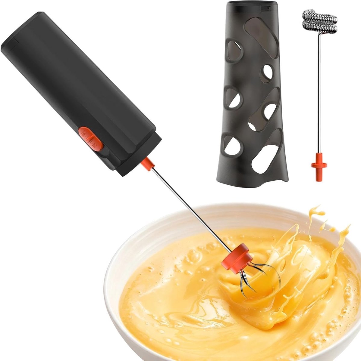 KZQ Oplaadbare melkopschuimer - Draagbare drankmixer voor koffie en warme dranken - Eenvoudig schoon te maken en draadloos - Zwart