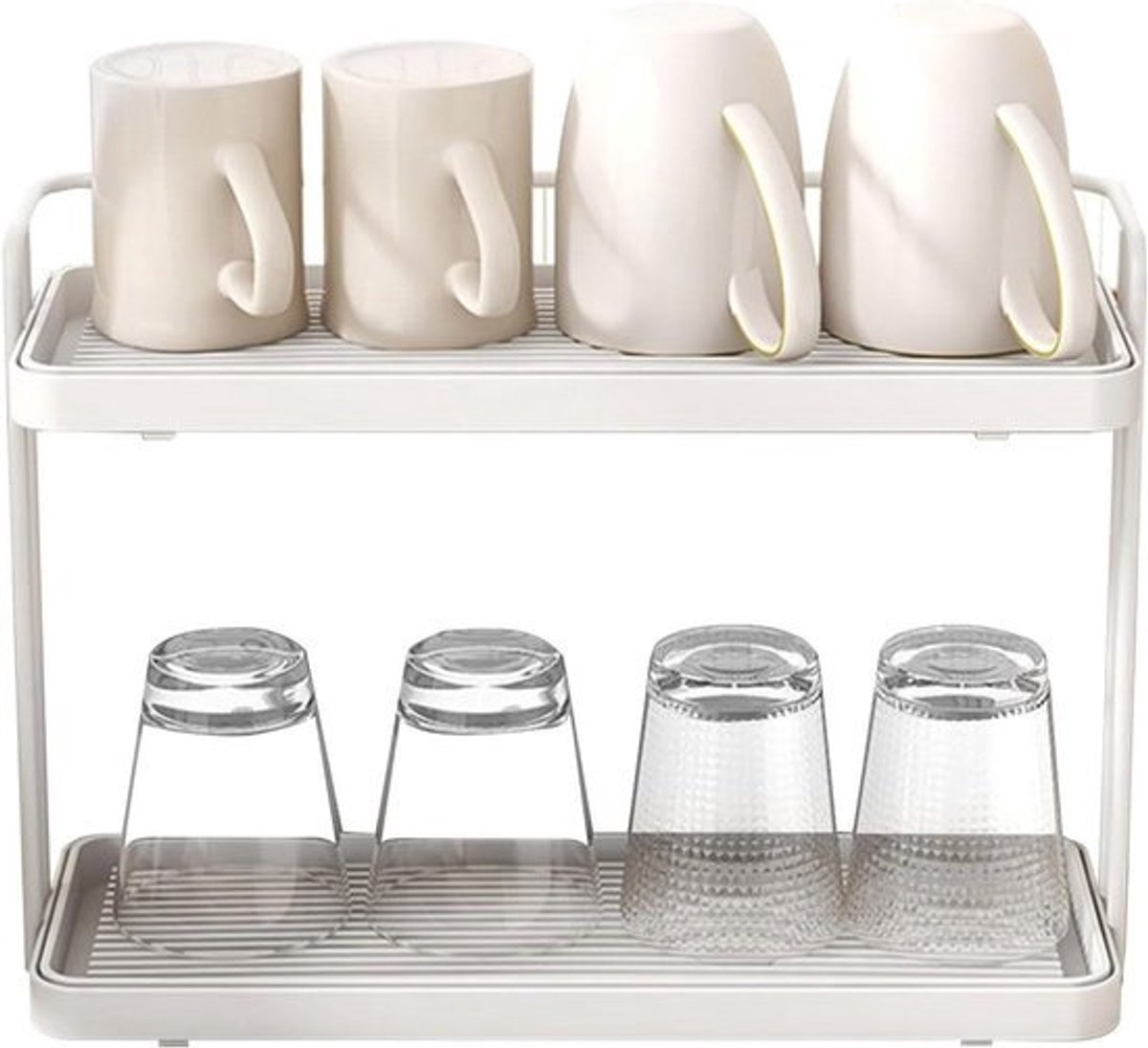 Flessen Afdruiprek - Droogrek Keuken - Flessen Drogen - Met 2 Tablets - 18x11x29 cm - Wit