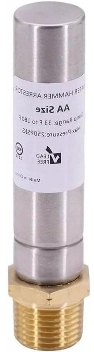 Waterhamer Arrestor - Leiding Demper - Waterslag Verminderen - Roestvrij Staal Constructie - 1/2 Inch NPT - Zilver