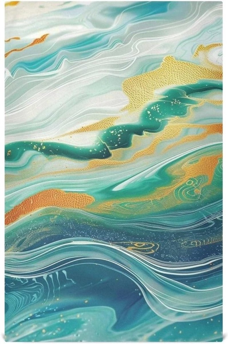Theedoeken Keuken - Keukendoeken Vaatdoeken - Keuken Schoonmaken - Blauw Groene Marmer Textuur - 46 x 71 cm - Blauw Groen