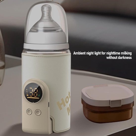 KZQ Draagbare reisflesverwarmer met snel verwarmen - Oplaadbaar en compact - Geschikt voor babyflessen tijdens reizen en uitstapjes - Wit — afbeelding 2