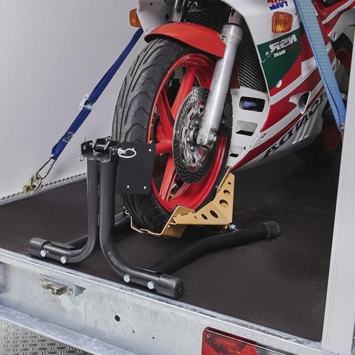 Inrijklem motor - Motorfiets standaard - Motor transport - Met tankbescherming - 61 x 51 x 35 cm - Goud