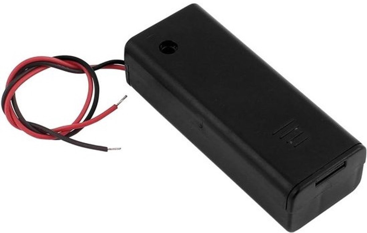 Batterijhouder AA - Batterijbox Clips - Elektronica Aansluiten - Met Aan/Uit Schakelaar - 6.8 cm - Zwart