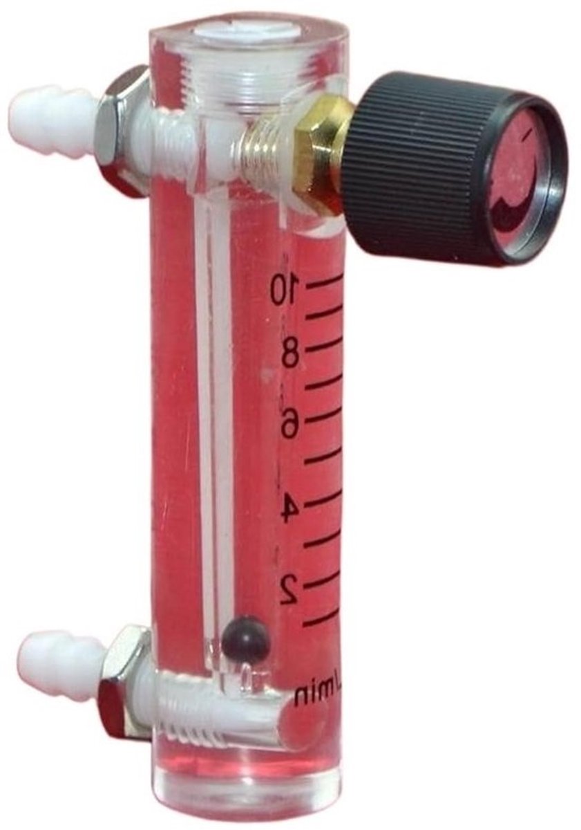 Luchtdebietmeter - Debietmeter met klep - Luchtstroom Meten - Met Regelklep - 10 LPM - Transparant