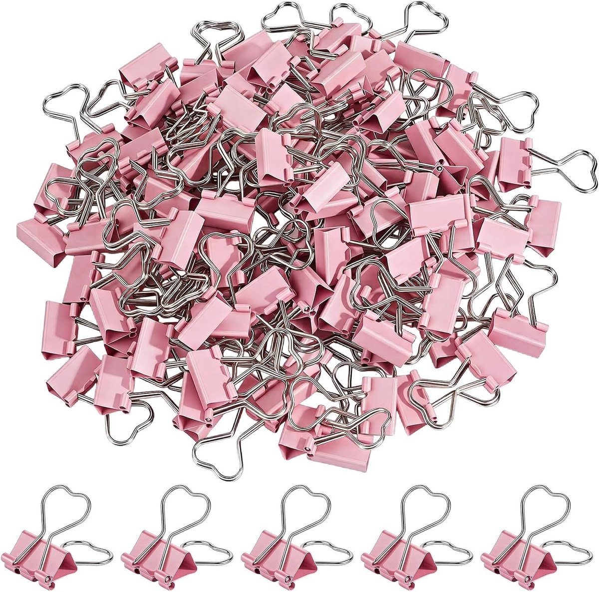 120 stuks roze hartbinders, metalen bindclips voor papierwerk, kantoorbenodigdheden, school en thuisorganisatie, 3,5 cm lang