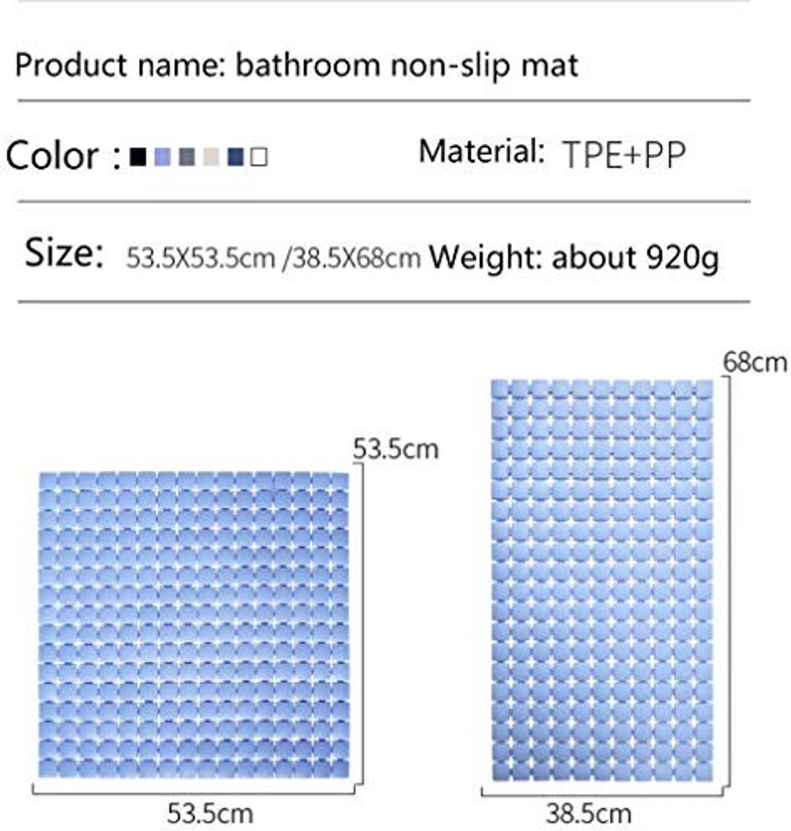Antislip badmat voor badkamer en keuken - 38.5x68 cm