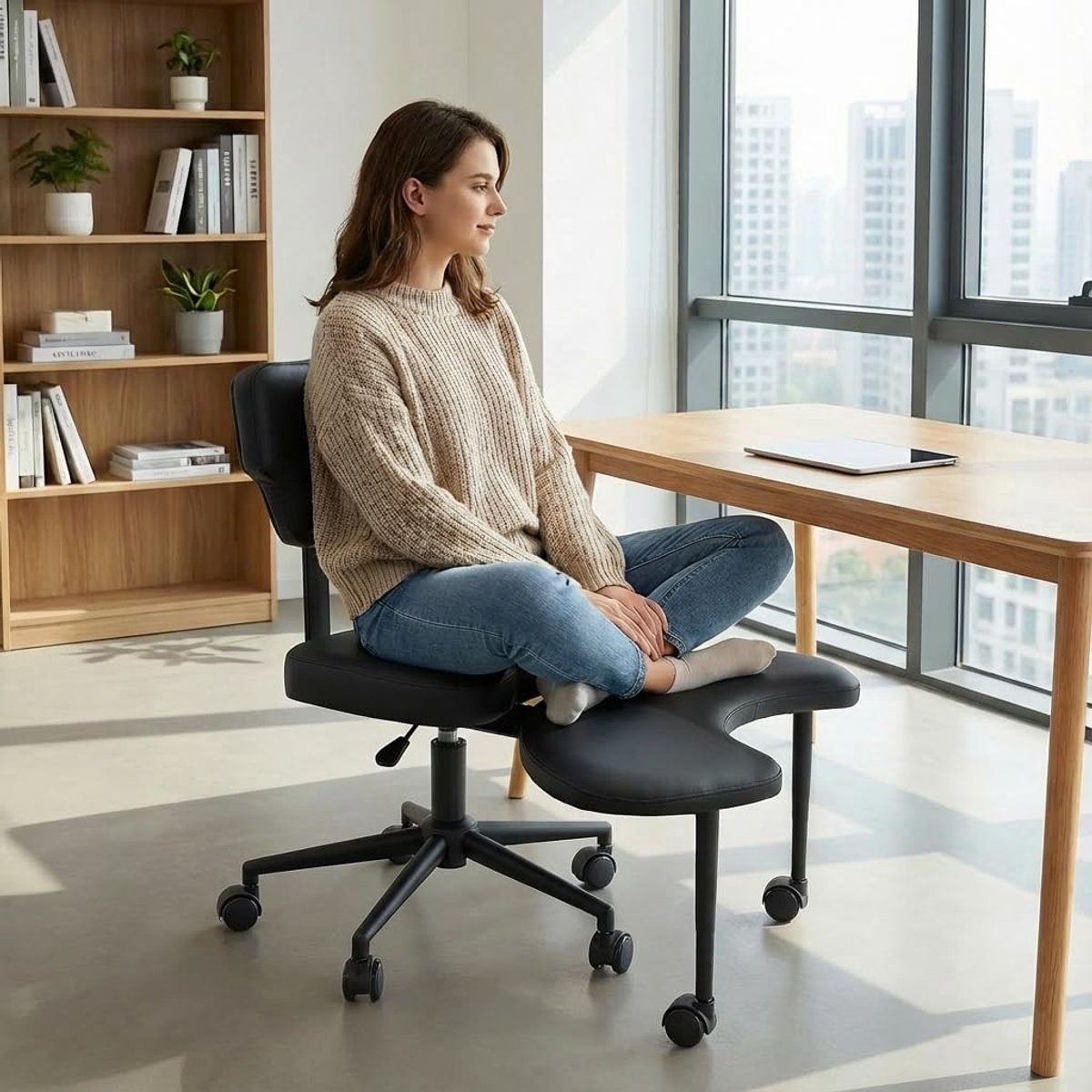 Ergonomische Bureaustoel met Lendensteun - Hoogte Verstelbaar Zwart