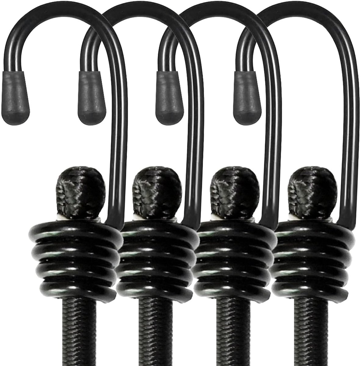 Set van 4 bungeekoorden met haken - Sterke elastische touw 61 cm