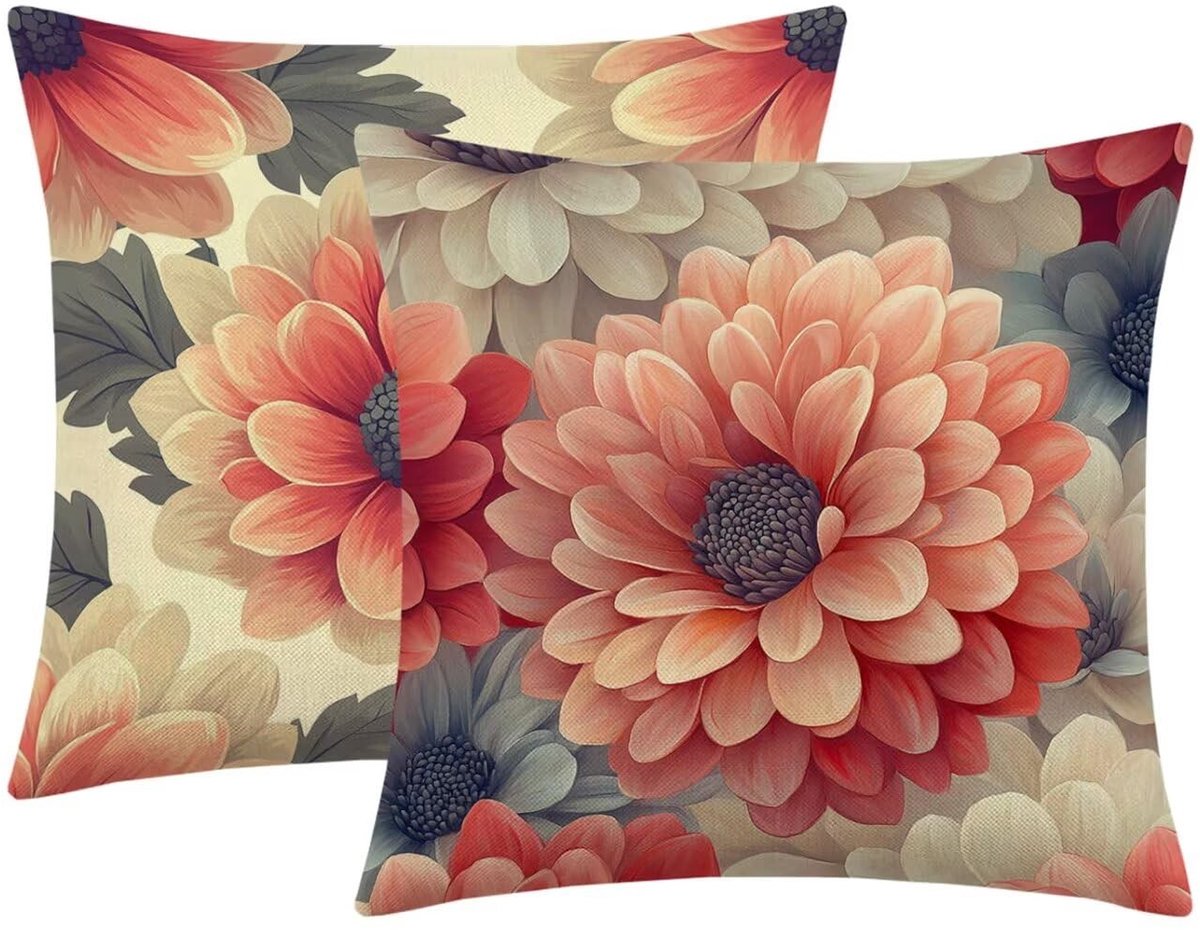 Kussenslopen 50x50cm - Linnen en fluweel - 2-pack