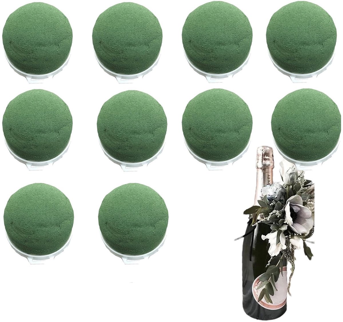 Set van 10 Bloemfoam Ballen - Zelfklevende Houders voor Flessen en Bloemen