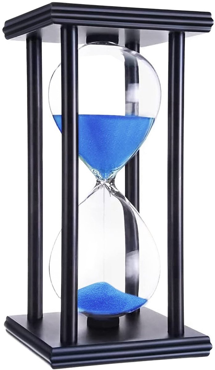 Zandloper 60 Minuten - Houten Timer Blauw 8 Inch