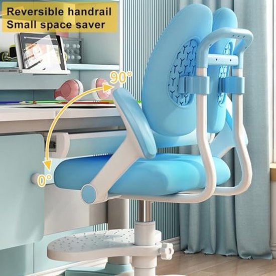 Ergonomische Kinderstudie Stoel - Hoogte Verstelbaar - Blauw — afbeelding 4