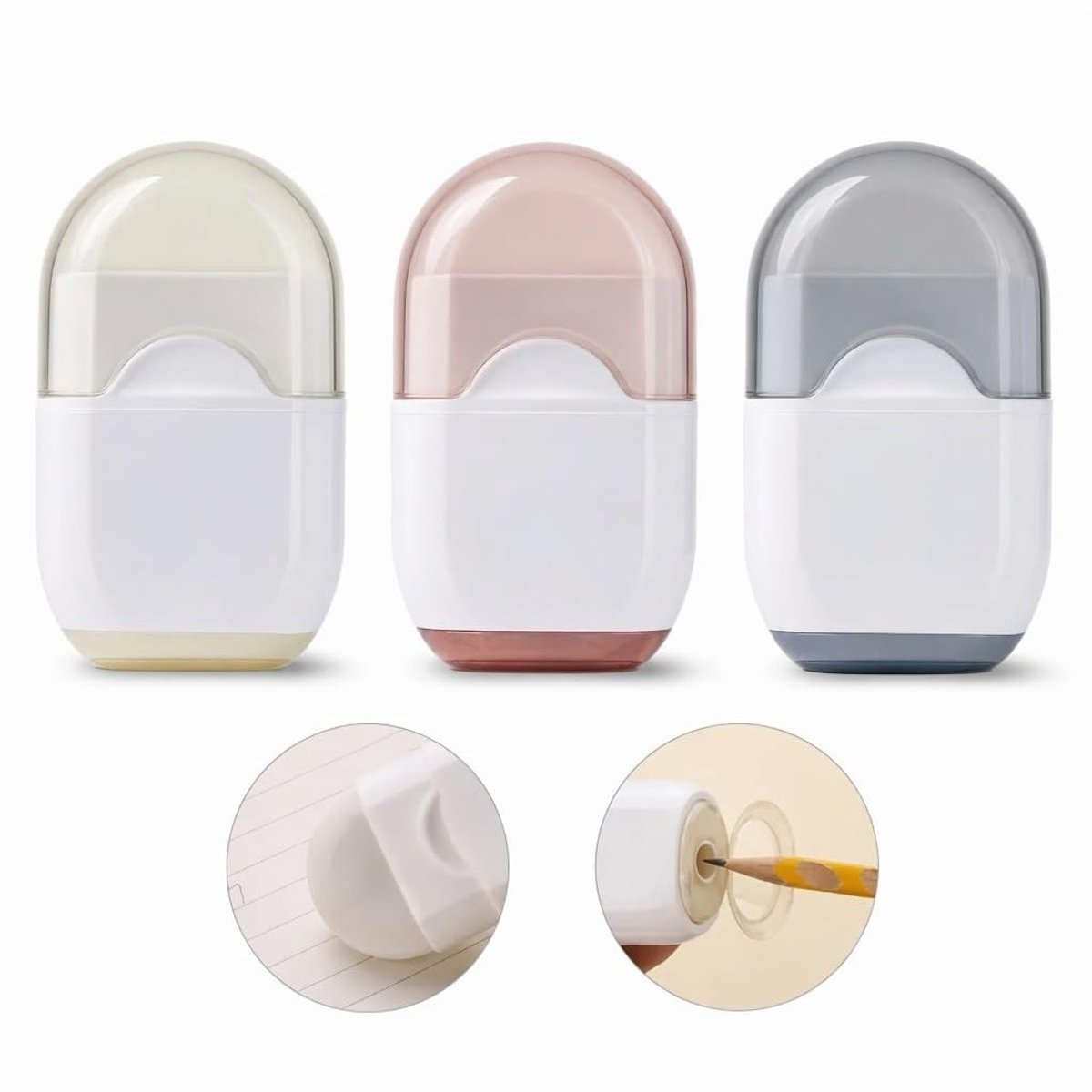Set van 3 Puntenslijpers met Gum - 2-in-1 Ontwerp - Draagbaar